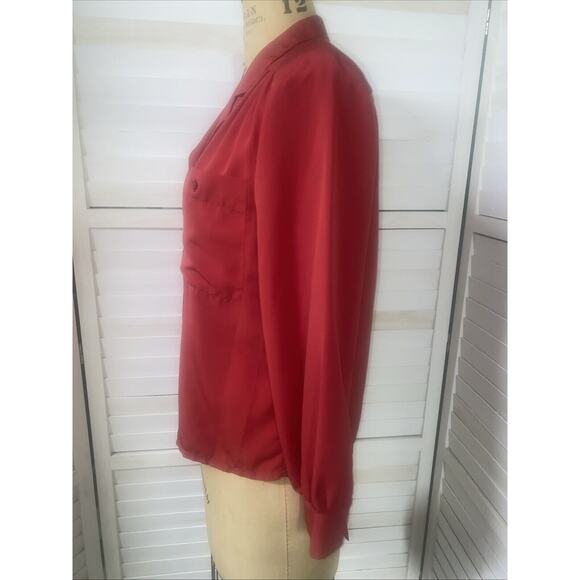 Vintage Country Sophisticates by Pendleton Red Polyester Blouse Shirt Size 12 - Picture 6 of 9